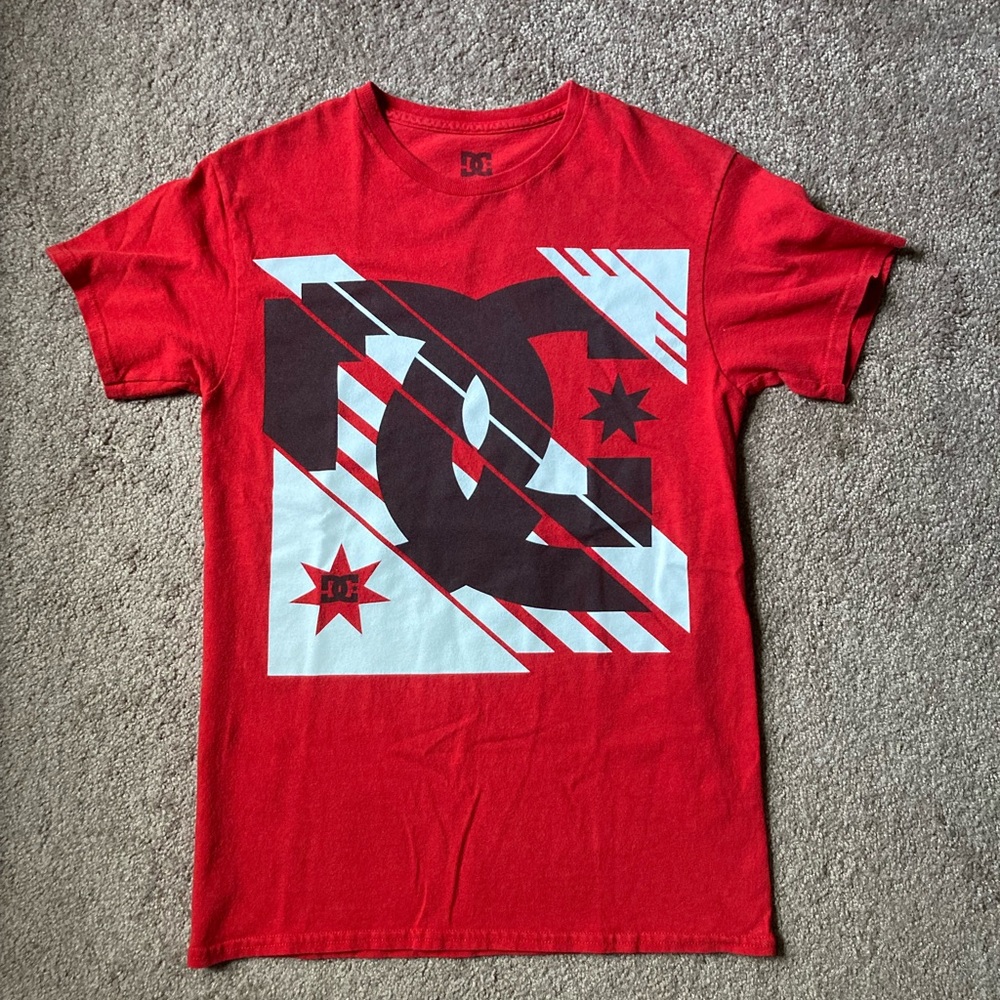 DC Red and Black Short Sleeve Tees with Geometric Design